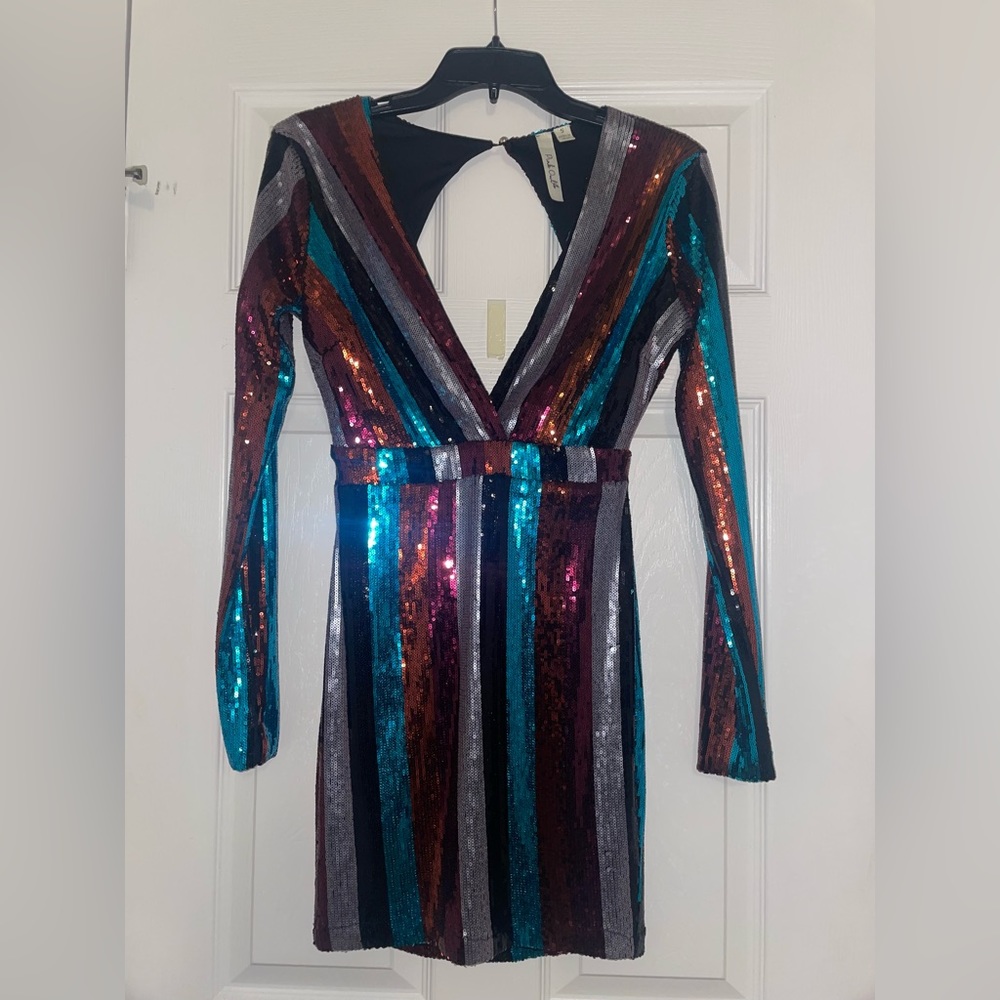 Sequin Open Back Retro Dress